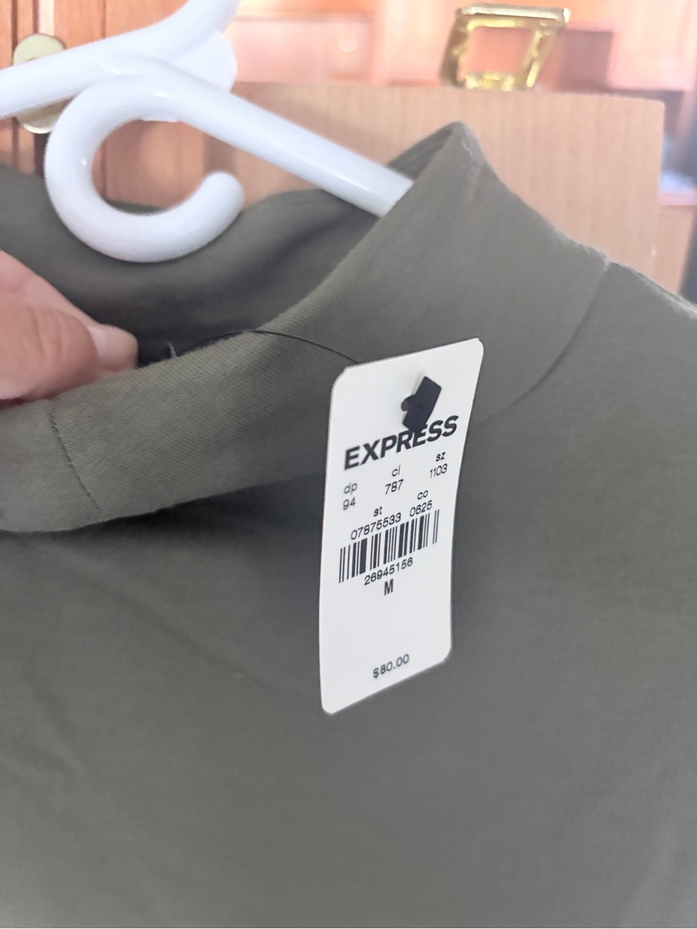 Express women's olive  Green Crew Neck Shirt - Medium